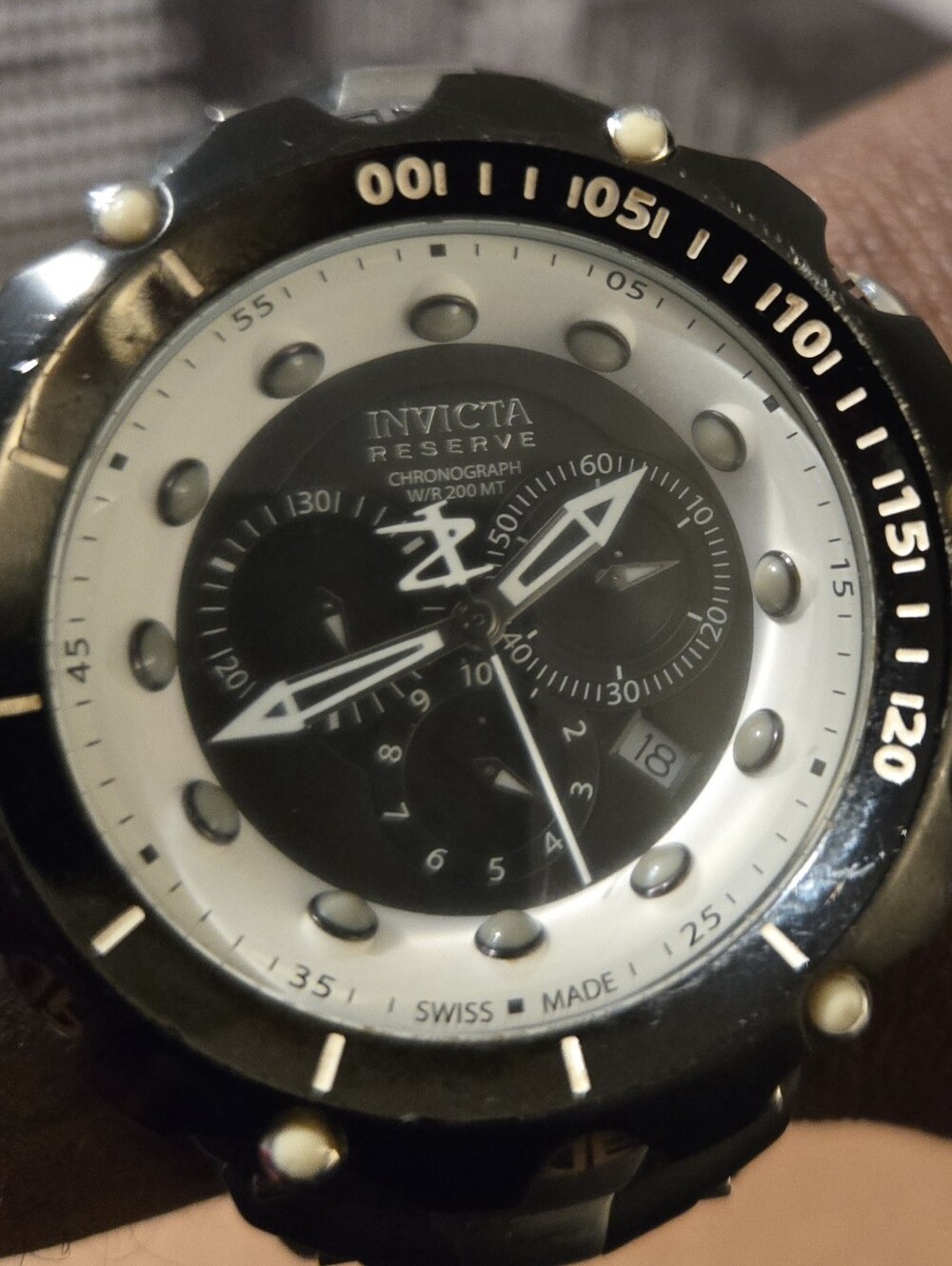 Invicta Reserve Men's Black and Silver Chronograph Watch